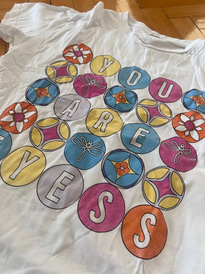 Kız Çocuk Baskılı Kısa Kollu Pamuklu Tişört - Görsel 2