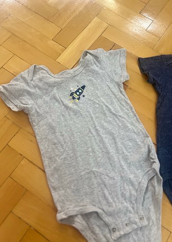 carters Gri ve Lacivert Kısa Kollu Bebek Body - Görsel 3