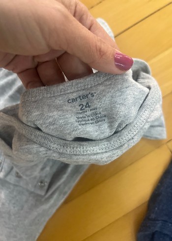 carters Gri ve Lacivert Kısa Kollu Bebek Body - Görsel 5