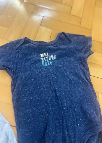 carters Gri ve Lacivert Kısa Kollu Bebek Body - Görsel 4