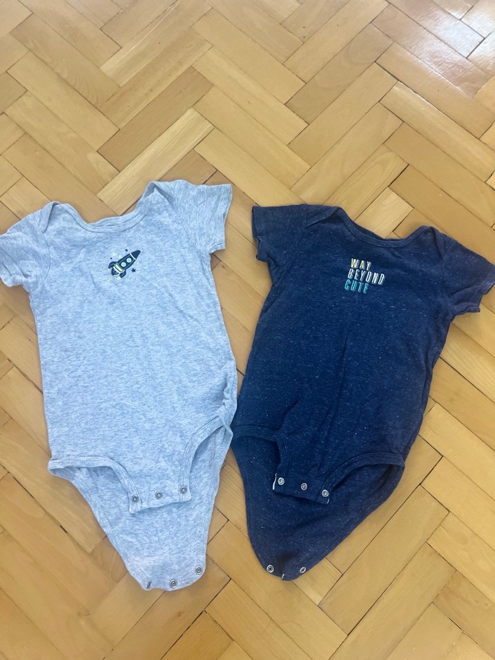 carters Gri ve Lacivert Kısa Kollu Bebek Body - Görsel 2