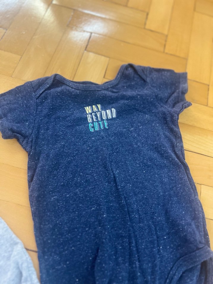 carters Gri ve Lacivert Kısa Kollu Bebek Body - Görsel 4