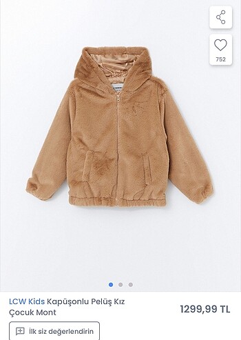 8 Yaş Beden camel Renk Lcw peluş mont