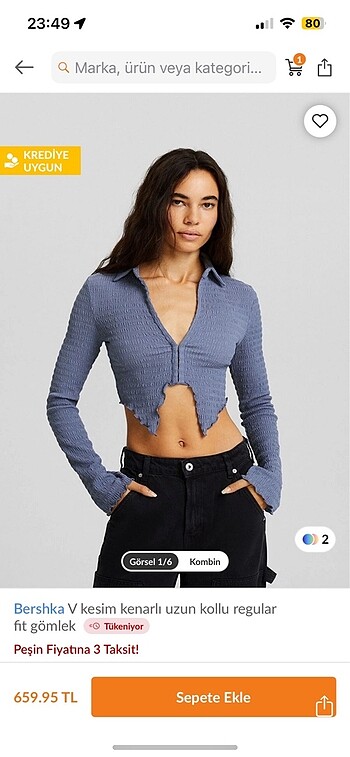 bershka uzun kollu v yaka gomlek bluz