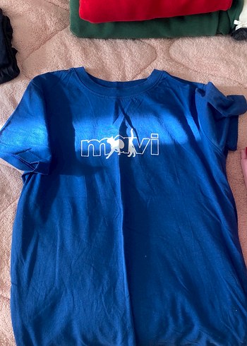 Mavi Kısa Kollu Baskılı Tişört