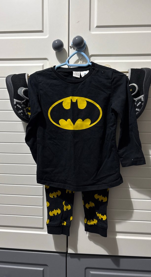 Siyah Batman Baskılı Uzun Kollu Çocuk Takımı - Görsel 2