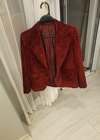 Bordo kadife Kadın Blazer Ceket