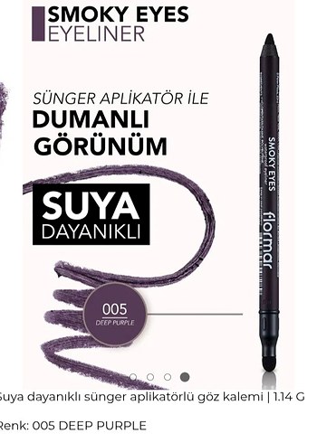 Flormar Smoky Eyes Suya Dayanıklı Mor Göz Kalemi