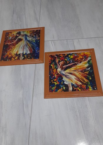 Renkli Soyut Dans Eden Kadınlar Tablosu 25 x25