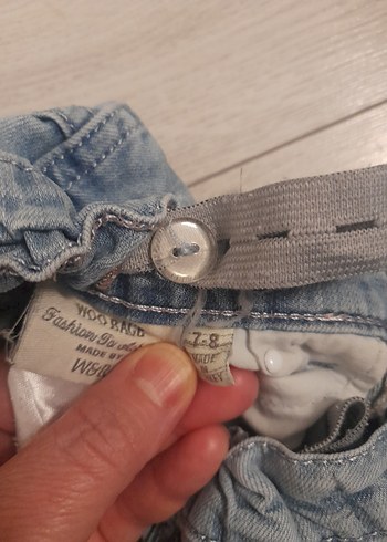 Kız Çocuk Mavi Denim Taşlı Şort omzu acık thşort - Görsel 5