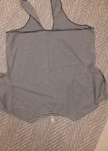 Gri Çizgili midi boyda Tişörtü, Kısa Kollu, Rahat Kesim - Görsel 6