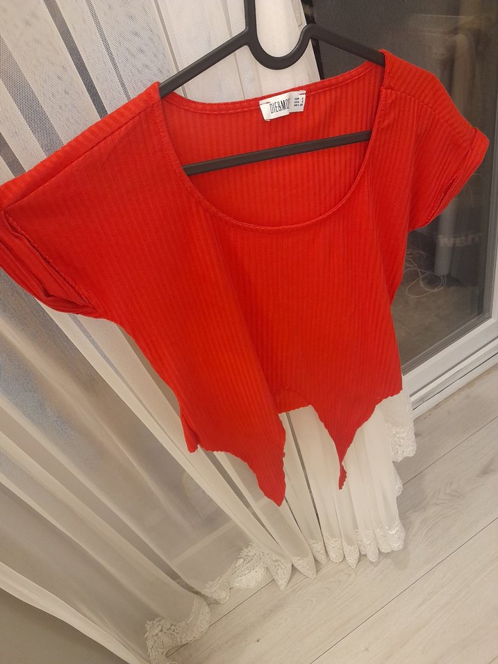 Kırmızı yuvarlak yaka bagcıklı midi boy  38 beden - Görsel 4