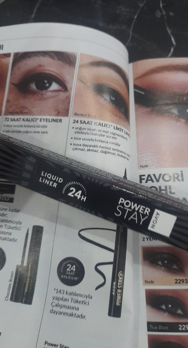 Power stay  Siyah ince uçlu  likit eyeliner suya dayanıklı avon - Görsel 4