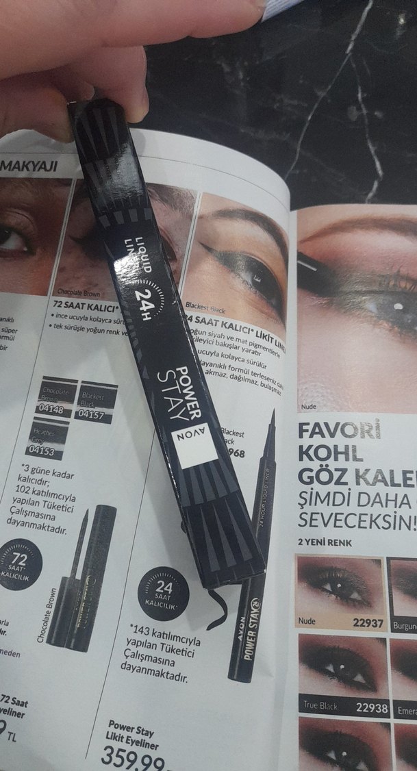 Power stay  Siyah ince uçlu  likit eyeliner suya dayanıklı avon - Görsel 3