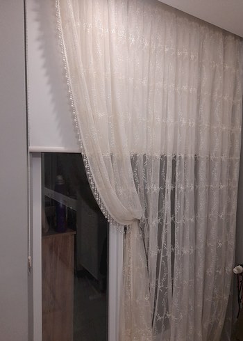 Modern Klasik kırık beyaz Nkışlı Tül Perde - Görsel 5