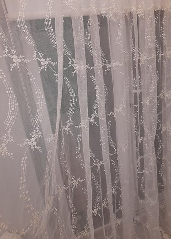 Modern Klasik kırık beyaz Nkışlı Tül Perde - Görsel 6