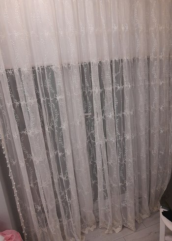 Modern Klasik kırık beyaz Nkışlı Tül Perde - Görsel 11