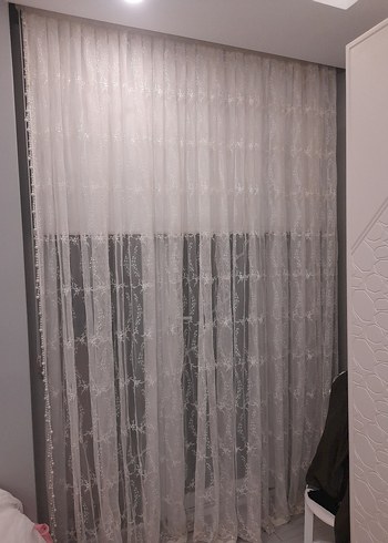 Modern Klasik kırık beyaz Nkışlı Tül Perde - Görsel 12