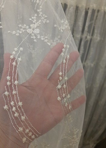 Modern Klasik kırık beyaz Nkışlı Tül Perde - Görsel 7