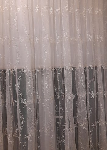 Modern Klasik kırık beyaz Nkışlı Tül Perde - Görsel 10