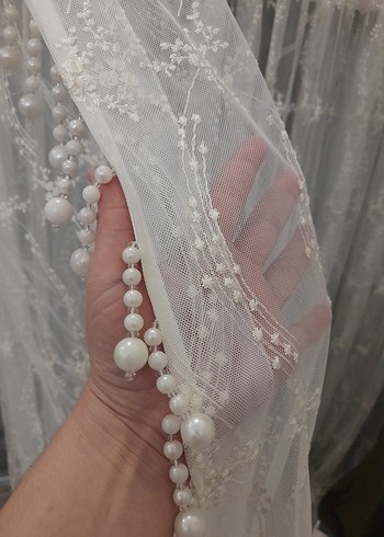 Modern Klasik kırık beyaz Nkışlı Tül Perde - Görsel 8