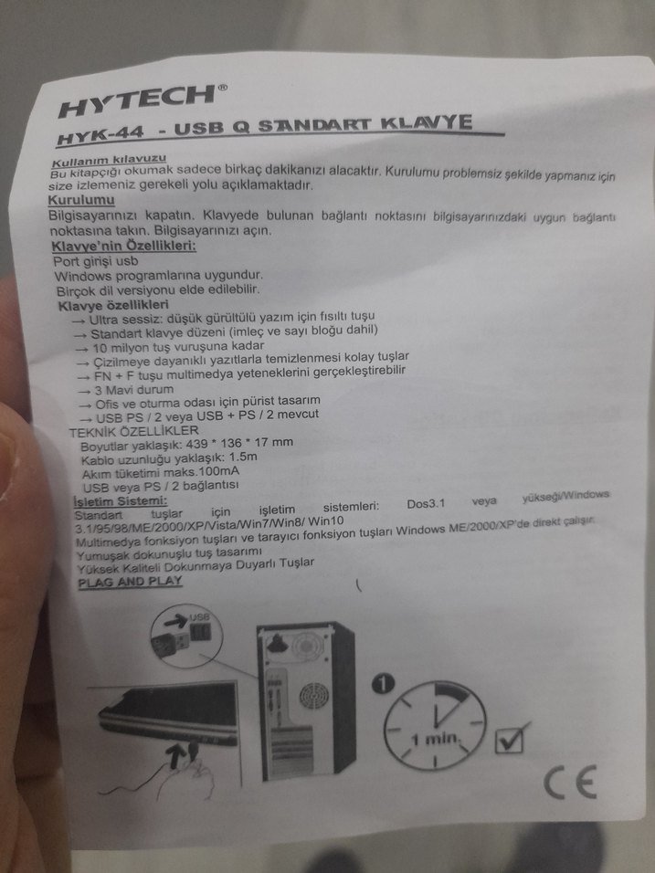 Hytech Kablolu USB Ofis Klavyesi - Görsel 3