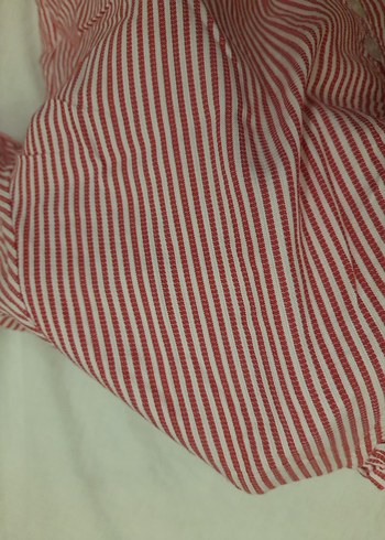 Düğmeli  Çizgili V Yaka Kadın Gömlek adil ısık marka - Görsel 2