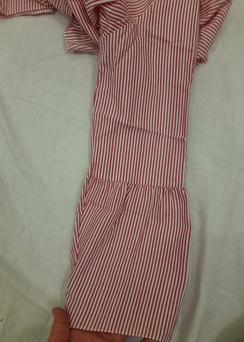 Düğmeli  Çizgili V Yaka Kadın Gömlek adil ısık marka - Görsel 3