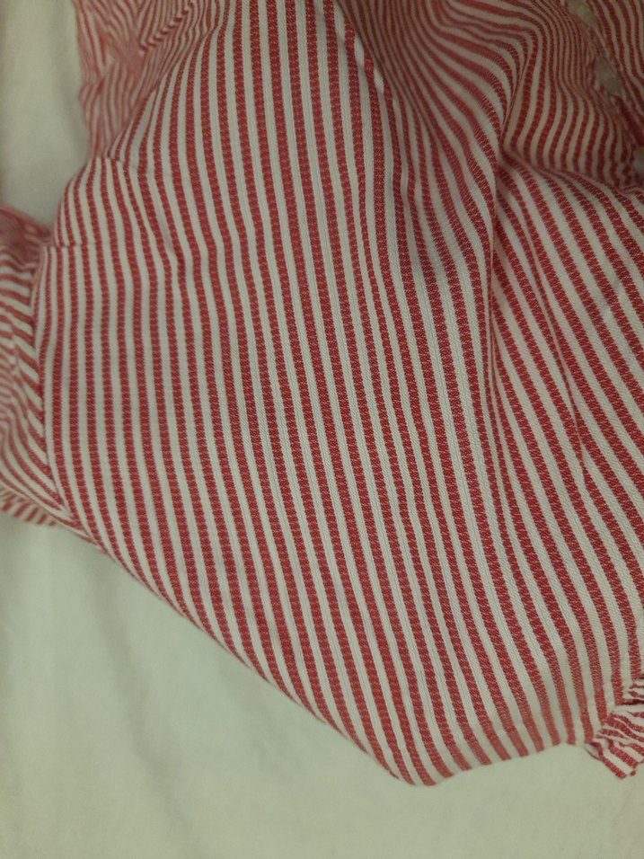 Düğmeli  Çizgili V Yaka Kadın Gömlek adil ısık marka - Görsel 2