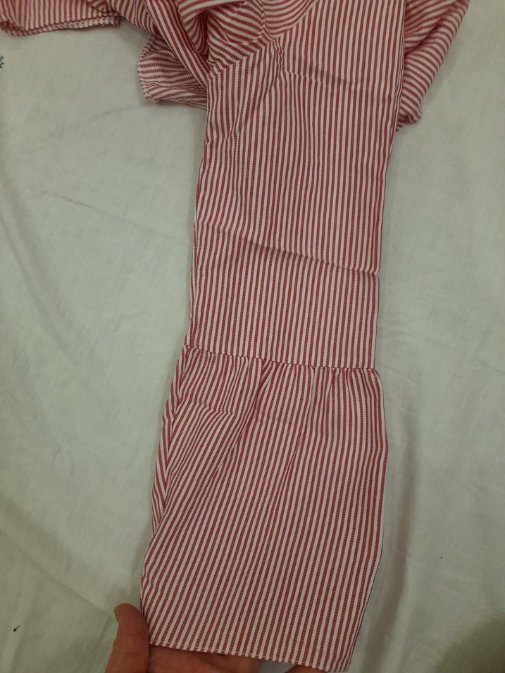 Düğmeli  Çizgili V Yaka Kadın Gömlek adil ısık marka - Görsel 3