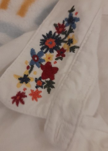 Nakışlı Beyaz Keten Kadın Gömlek cok şık - Görsel 5