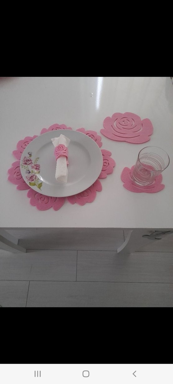 Pembe Çiçek Desenli Modern Amerikan Servis - Görsel 3