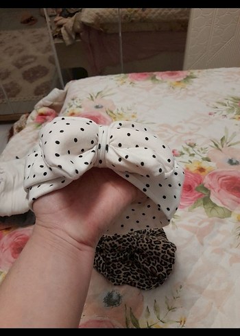 Bebek Kız Beyaz Leopar Desenli  bere coklu urunler - Görsel 2