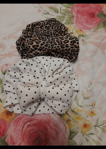 Bebek Kız Beyaz Leopar Desenli  bere coklu urunler - Görsel 4