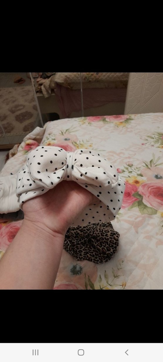 Bebek Kız Beyaz Leopar Desenli  bere coklu urunler - Görsel 2