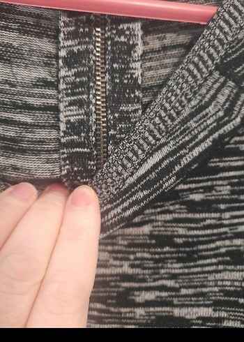 Gri Desenli Uzun Kollu Triko Elbise çok şık 36 38 beden - Görsel 4