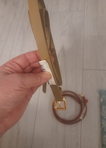 Bej Deri Kadın Kemer Tokalı 2lı yenı sıfır urun - Görsel 3