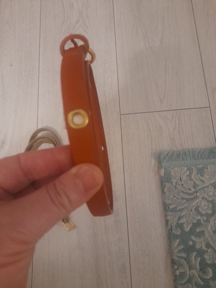 Bej Deri Kadın Kemer Tokalı 2lı yenı sıfır urun - Görsel 4