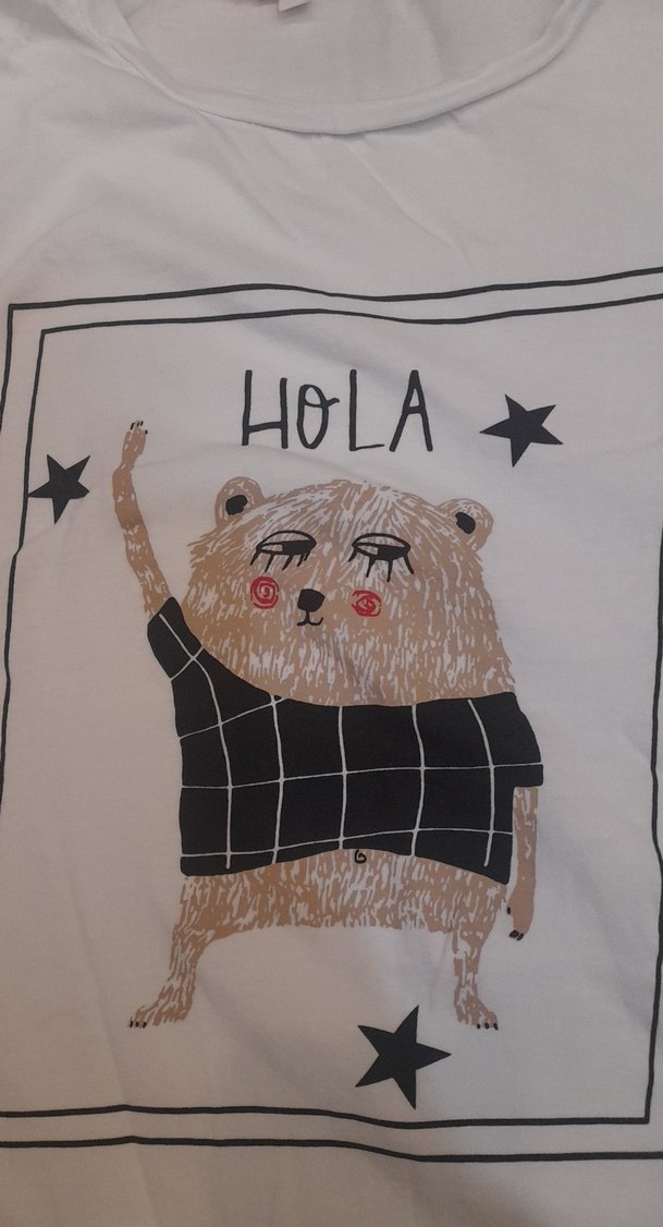 Baskılı Beyaz Tişört m beden - Görsel 3