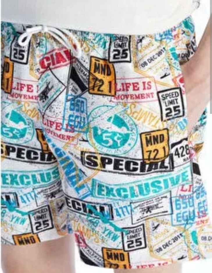 Erkek Çok Renkli Baskılı Mini Şort m beden - Görsel 2