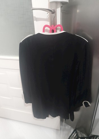 42 Beden siyah Renk Siyah Kadın Blazer Beyaz Şerit Detaylı 2lı takım