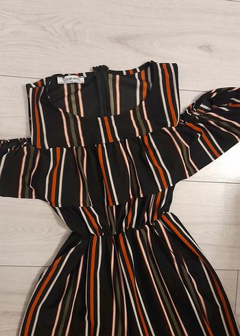 38 Beden Çizgili, Askılı, Uzun Bol Kadın Tulum midi boy 36 38 beden
