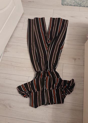 38 Beden çeşitli Renk Çizgili, Askılı, Uzun Bol Kadın Tulum midi boy 36 38 beden