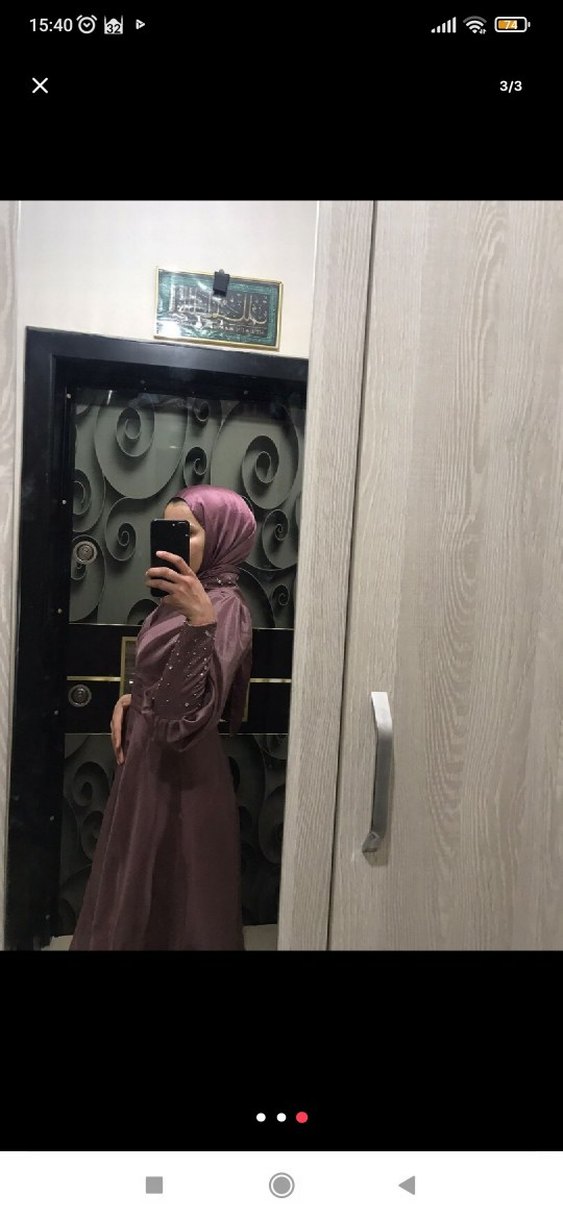 Uzun Mor abiye Yüksek Yakalı - Görsel 3