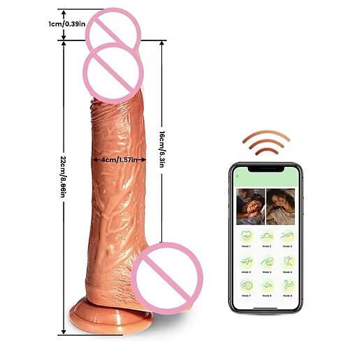 Büyük Penis Vibratör APP Kablosuz Uzaktan Kumanda Isıtma Kadın G
