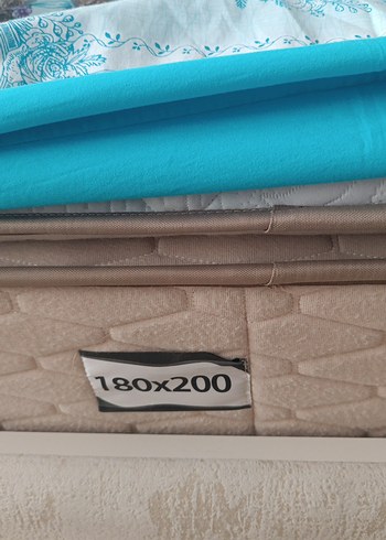 Turkuaz Baskılı Yatak Örtüsü çarşaf ve nevresim takımı yastiksiz - Görsel 5