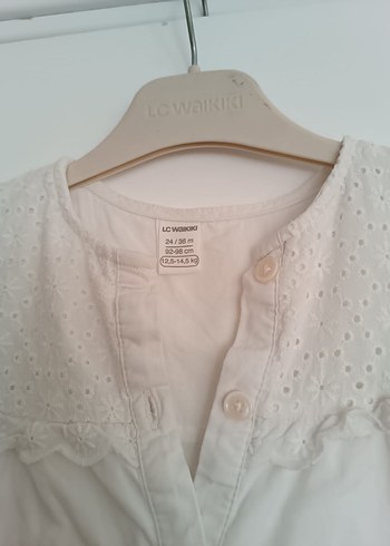 Kız Çocuk Beyaz V Yaka Pamuklu Gömlek - Görsel 2