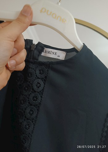 xl Beden Siyah Drapeli İşlemeli Hamile Bluzu