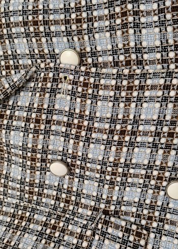 Diğer Düğmeli Midi Desenli Blazer Ceket