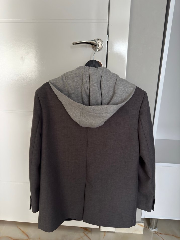 Gri Düğmeli Kadın Blazer Ceket - Görsel 4